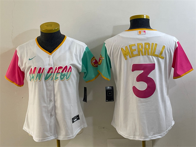 Youth San Diego Padres #3 Jackson Merrill White City Connect Stitched Baseball Jersey